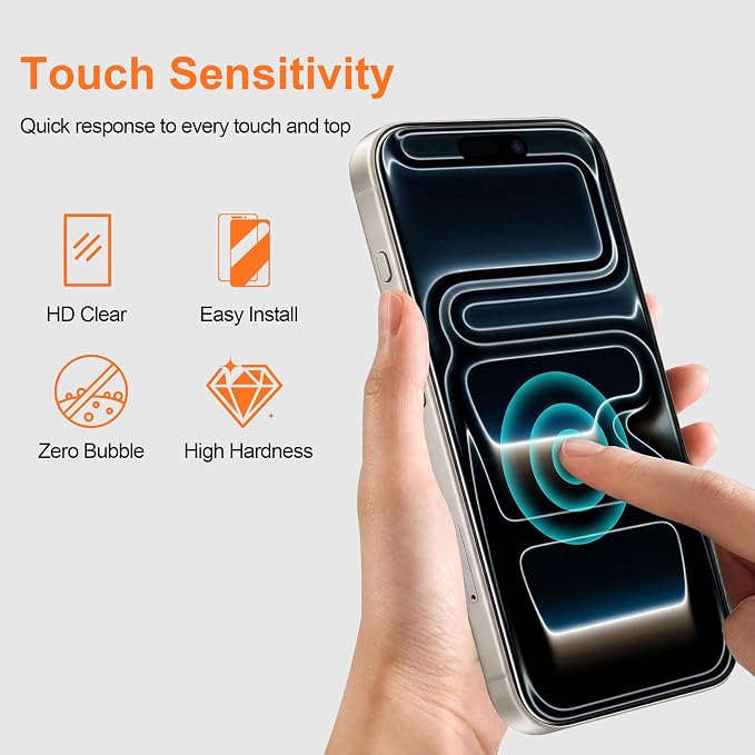 2 Pack for iPhone 17 Screen Protector - 6.3 Inch Tempered Glass Phone Screen Protector with Anti-Scratch Shatterproof Drop Impact Resistant HD Clear Anti-Fingerprint Easy Installation