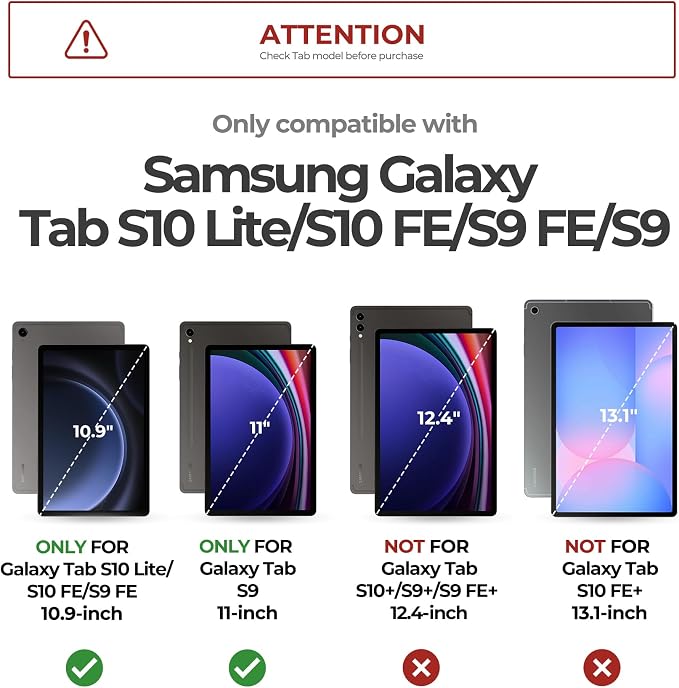 Dexnor Case for Samsung Galaxy Tab S10 Lite/S10 FE / S9 FE 10.9 Inch / S9 11 Inch 2023 with Screen Protector Pen Holder [360 Rotating Hand Strap &amp Kickstand] Full Body Cover for Tablet S9 FE Bla