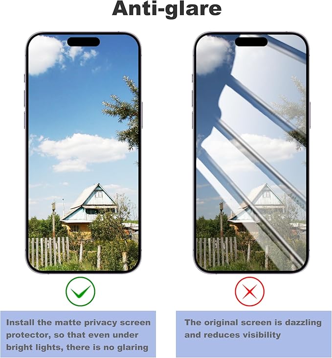 2 Pack Matte Privacy Screen Protector for iPhone 16 Pro Max Screen Protector Anti-Glare, Anti-Spy Tempered Glass Film, Smooth and Responsive Touch Anti-Scratch Glass