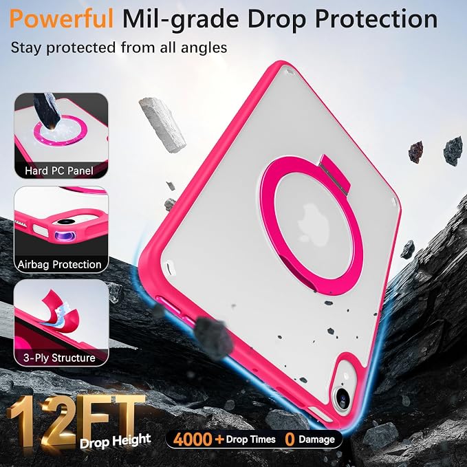 VENINGO Case for iPad mini 7 (A17 Pro) 2024/iPad Mini 6 2021 8.3 InchMatte Slim Thin with Foldable Kickstand RingNot-Yellowing Anti-Scratch Shockproof Protective Tablet CoverBlack