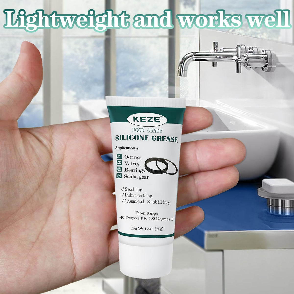 KEZE Waterproof Food Grade Silicone Lubricant Plumbers Grease for Valve Sealant Faucet Pool Lube O Rings Filter 1 oz 1-Pack