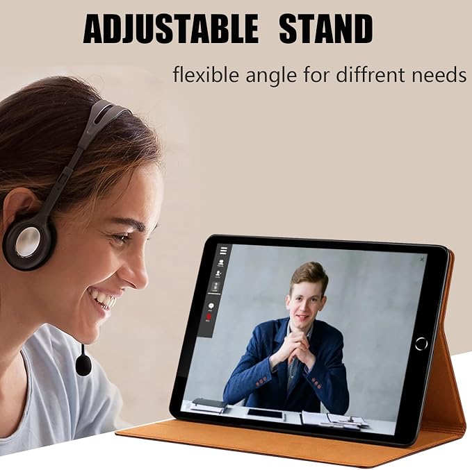 Leather Case for iPad 9th/8th/7th Gen 10.2 Inch (2021/2020/2019) | Premium Leather Folio Cover with Magnetic Closure Adjustable Stand Auto Sleep/Wake shockproof Protective CaseBlack