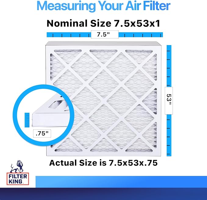 Filter King 7.5x53x1 Air Filter | 4-PACK | MERV 8 HVAC Pleated A/C Furnace