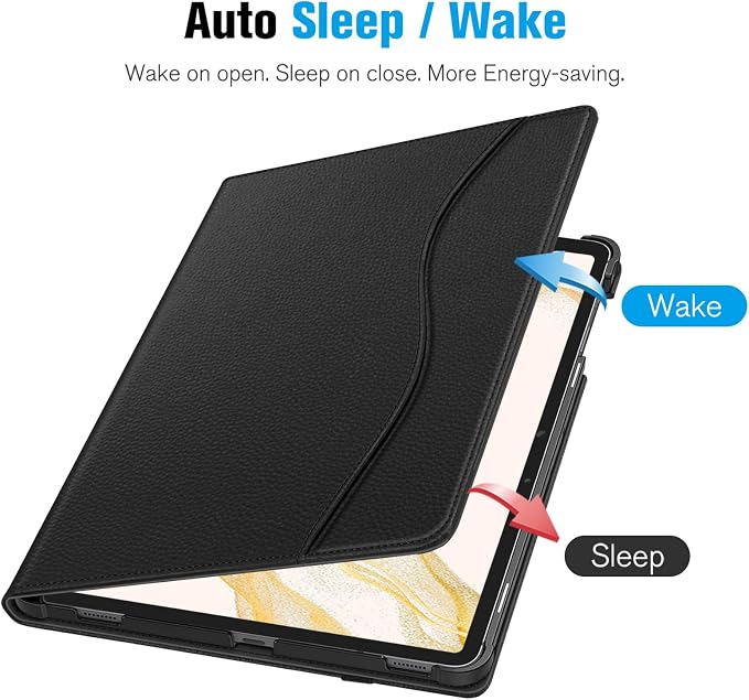 Fintie Multi-Angle Viewing Case for Samsung Galaxy Tab S8+/S7 FE/S7+ 12.4 | Front Card Pocket 3 Viewing Angles S Pen Holder Auto Wake/Sleep Black