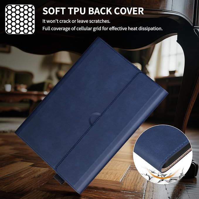 for Microsoft Surface Pro 12 inch Case 1st Edition (2025) Leather Protective Shell Protection Cover Compatible with Type Cover Keyboard and Pencil Holder.Black