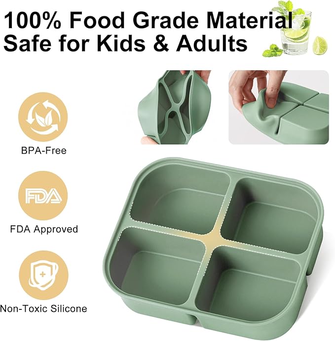 Nbyouw Ice Cube Tray 2 Pack – Stackable Large Silicone Ice Cube Freezer Molds & Easy Release Square Ice Cube Maker with Removable Lid BPA Free for Cocktail,Whiskey，Soup Baby Food