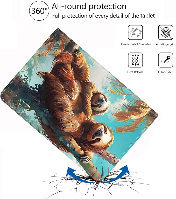 for iPad mini 7 (A17 Pro) 2024 Case/iPad mini 6 2021 Case Adjustable Stand Auto Wake/Sleep Smart Leather Cover for iPad mini 7th/6th Generation 8.3 Inch Sloth