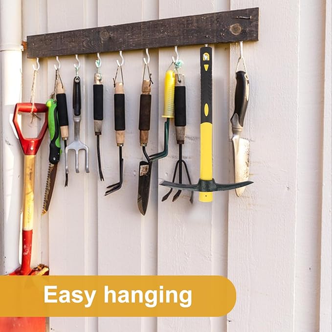 3 Packs 15 Inch Garden Pick Axes with Fiberglass Handle，Hand Pickaxe, Cast Steel of Pick Axes Head for Gardening, Camping, Prospecting, and Outdoor Activities