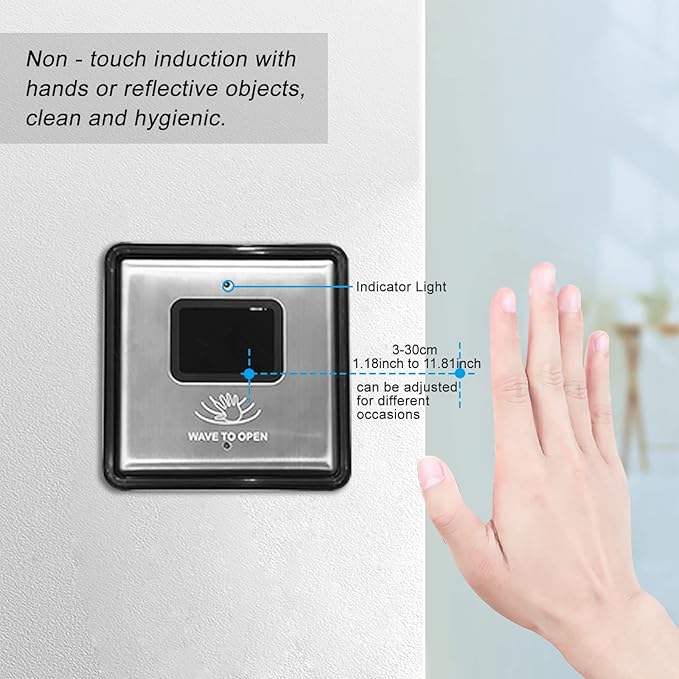 Olideauto Olide-120B Sensor Open Automatic Touchless Swing Door with 2pcs Olide-512 Touchless Wireless Wave to Open Switch