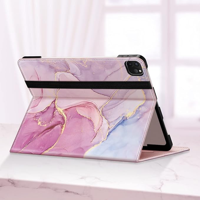 Fintie Multi-Angle Folio Case for iPad Pro 12.9 6th/5th/4th/3rd Generation | Multiple Viewing Angles Pencil Holder &amp Storage Pocket Drop Protection Pencil Charging Auto Sleep/Wake Blooming Hi