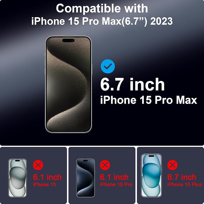 TECHO Privacy Screen Protector for iPhone 15 Pro Max Tempered Glass Film Full Coverage Edge to Edge Anti Spy Private 9H Hardness 2 Pack 6.7 Inch