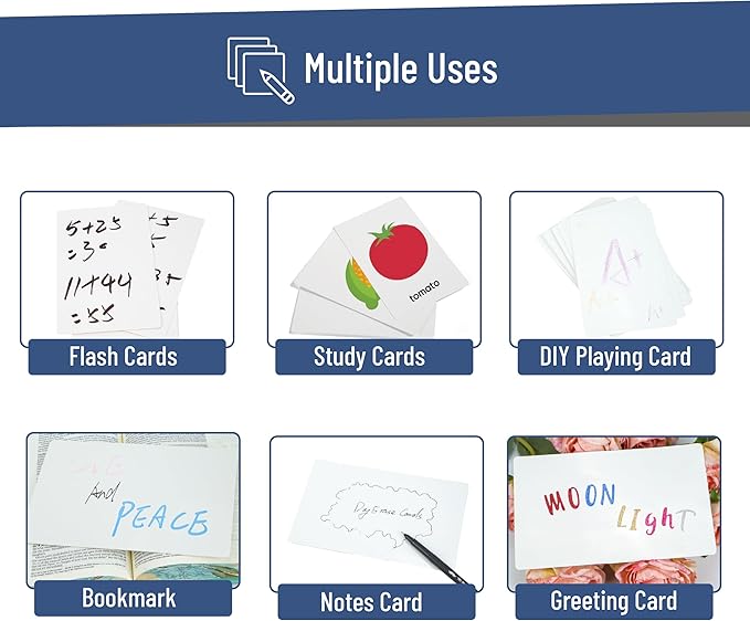 Mr. Pen- Dry Erase Index Cards, 5" x 8", 20 pcs, White, Large, Laminated, Whiteboard Cards for School, Work, Housework, Erasable Flashcards