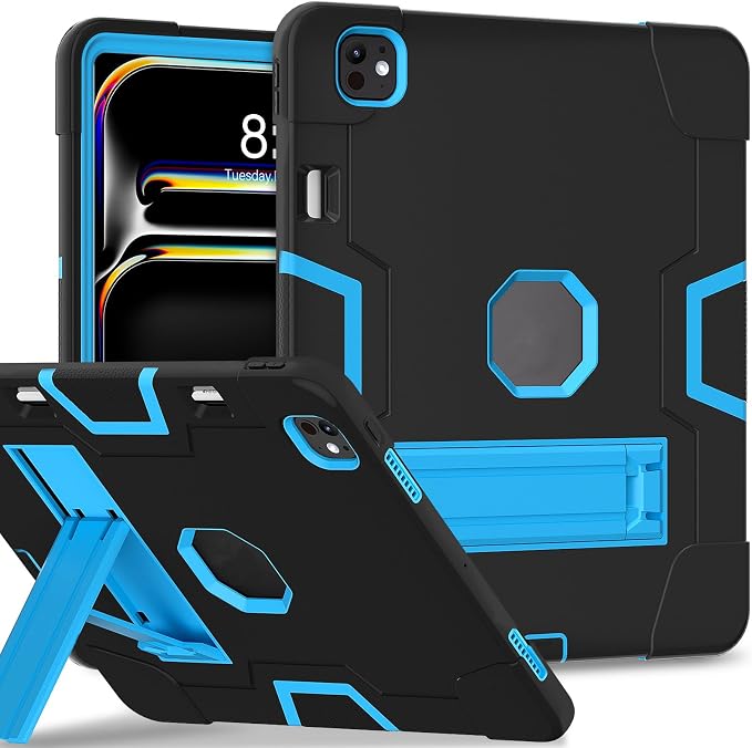 for iPad Pro 13 Inch Case M4 (2024 Model 7th Generation) A2925 A2926 A3007 with Kickstand Silicone Cover Protective Case for iPad Pro 13” Black