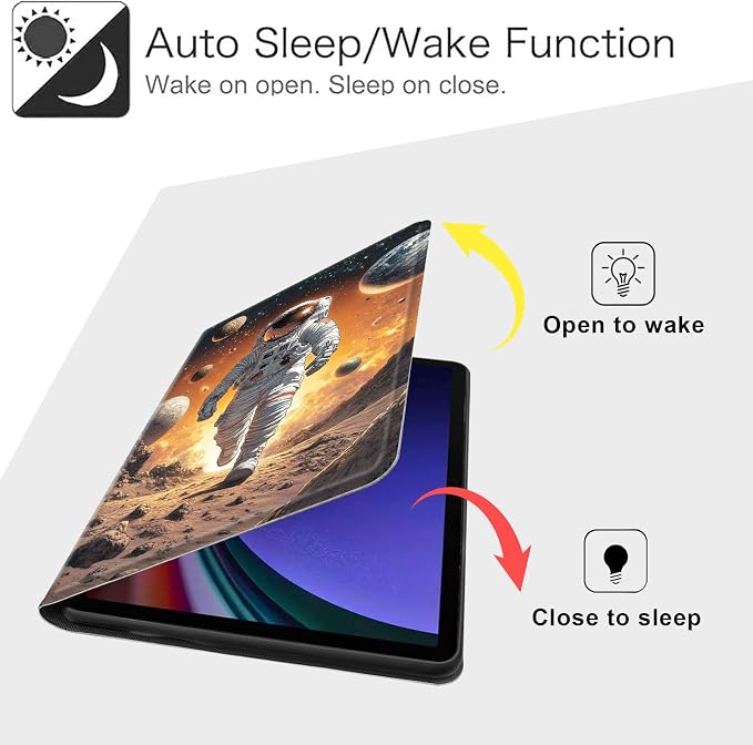 Case for Samsung Galaxy Tab A11 Plus 2026 &amp Galaxy Tab A9+ 11 Slim Smart Stand Cover with Auto Wake/Sleep Shockproof Protective Shell for Work &amp School Astronaut