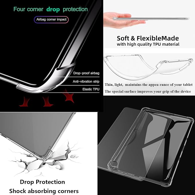 Clear Case for All-New Amazon Kindle Fire Max 11 Tablet (13th Generation 2023 Release) 11 Slim Lightweight Shell Transparent Soft TPU Back Shockproof Crystal Reinforced Corner Cover Clear