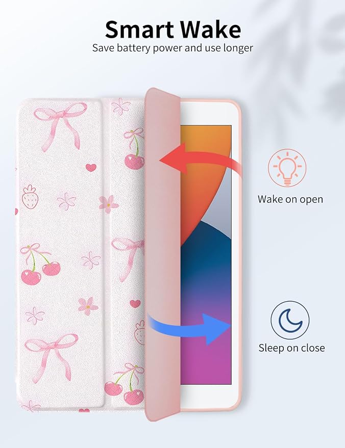Case for iPad 9th/ 8th/ 7th Generation Case 10.2&amp10.5 Inch (2021/2020/2019 Release) Slim Lightweight Soft Trifold Back Cover with Pencil Holder &amp Auto Sleep/Wake CoverBeige Checkered