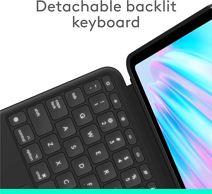 Logitech Combo Touch iPad Air 11 inch Case M2 (2024), iPad M3 & Air (4th & 5th gen - 2020, 2022) Keyboard Case with Kickstand - Midnight Black