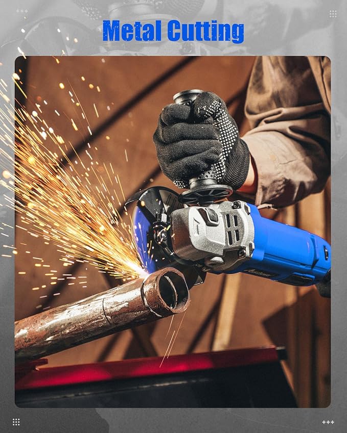 AVID POWER Angle Grinder 4-1/2 Inch 8.0 Amp 1000W Electric Grinder Tool 7-Variable-Speed Metal Grinder, 11,500 RPM, Paddle Switch with Lock-on Button, Cutting & Grinding Wheels and Side Handle - Blue