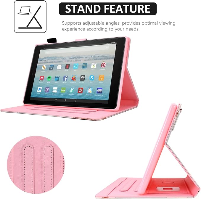 Case for Fire HD 10 Tablet 9th/7th/5th Gen 2019/2017/2015Cute Cat | Slim Durable Foldable Stand PU Leather Pencil Holder Card Slot Auto Wake，Sleep
