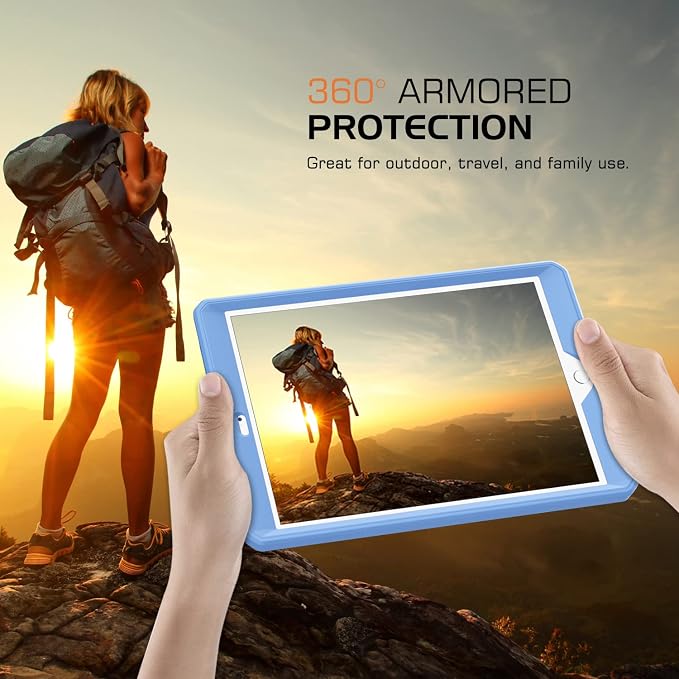 MoKo Shockproof Case Fit 2018/2017 iPad 9.7 6th/5th Generation Black | Heavy Duty Shockproof Full Body Rugged Hybrid Cover with Built-in Screen Protector for Apple iPad 9.7 Inch 2018/2017