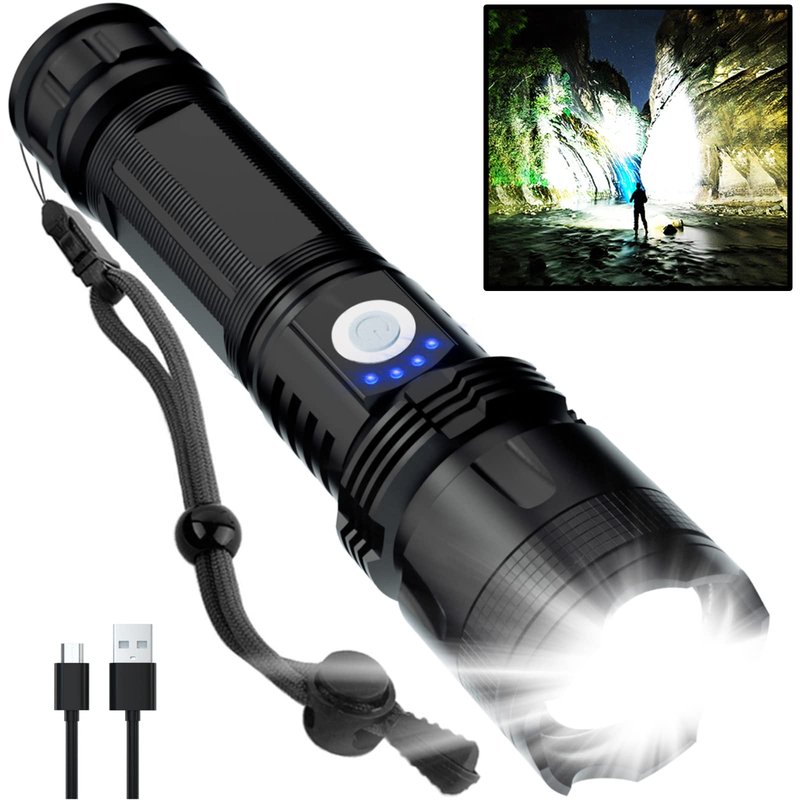 BERCOL Rechargeable Flashlights High Lumens, 90000 Lumens Super Bright LED Flash Light, 5 Modes, IPX5 Waterproof Handheld Flash Light for Home, Emergencies, Camping