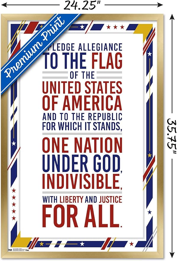 Trends International The United States Of America - Pledge Of Allegiance Wall Poster, 22.375" x 34", Gold Framed Version