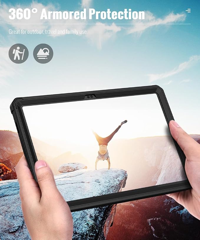 MoKo Shockproof Case Fit Samsung Galaxy Tab A11+ Plus/ A9+ 11 Inch | Full Body Rugged Stand Back Cover with Built-in Screen Protector for Galaxy Tab A11+/ A9+ Tablet Light Gray
