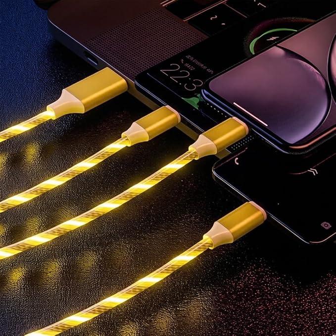 IHAO Multi Ports Charger Cable 3 Combinations in One Cable USB A to USB C/Micro USB PD Fast Charging Cord Lighted Up LED Flowing Compatible with Almost All Kinds of Electric Device-39Inches Blue