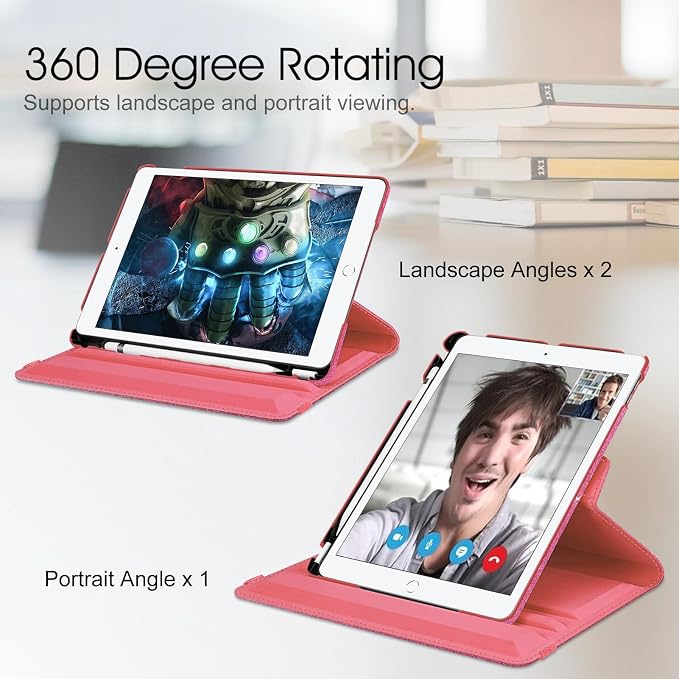 Fintie 360° Rotating Case for iPad 9th / 8th / 7th Generation 10.2 Inch | Swivel Stand Portrait &amp Landscape Viewing Shockproof Cover with Pencil Holder Auto Wake/Sleep Aqua Wave