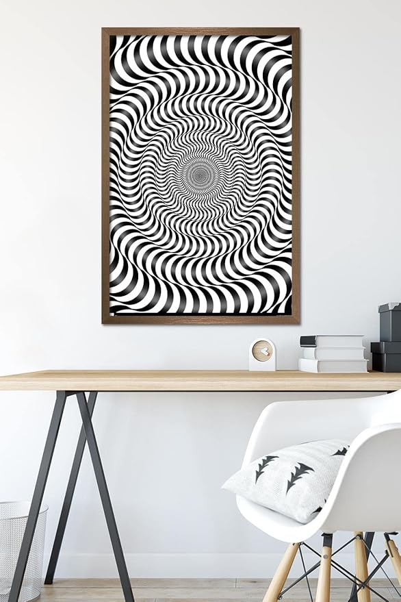 Trends International Zebra Stripe Optical Illusion Wall Poster, 22.375" x 34", Bronze Framed Version