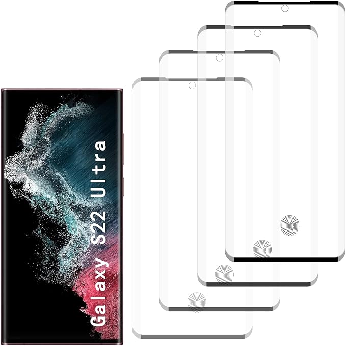 [4 Pack] Tempered Glass Screen Protector for Samsung Galaxy S22 Ultra | Tempered Glass Scratch Resistant Easy-Install Bubble Free Anti-Fingerprint