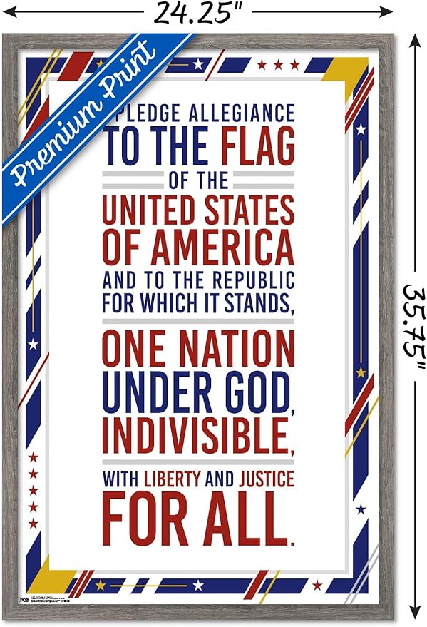 Trends International The United States Of America - Pledge Of Allegiance Wall Poster, 22.375" x 34", Barnwood Framed Version