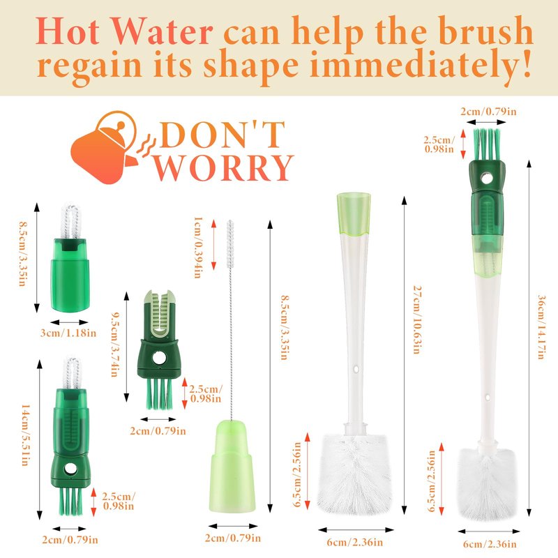 5 Pack Water Bottle Cleaner Brush Set for Hygiene Conscious People: 5 in 1 Removable Multifunctional Water Bottle Brush Cleaning Tools - Easily Cleans the Cup Mouth Lid Bottom and Straw