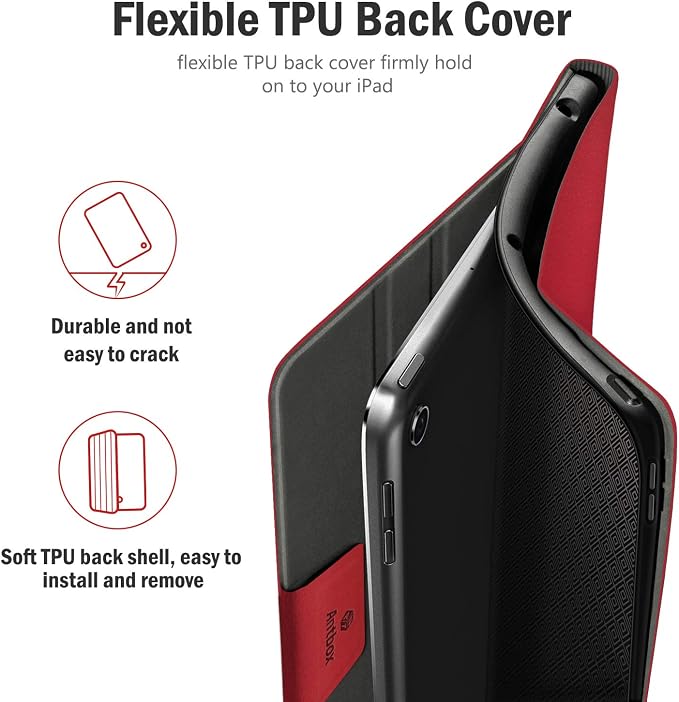 Antbox Case for iPad 9th Generation/iPad 8th/7th Generation 10.2'' Black | Built-in Pencil Holder Vegan Leather Auto Sleep/Wake