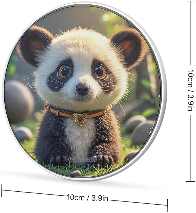 Foolish Cute Animal Wireless Charger Aluminum Alloy Frame 10W Fast Charging Pad with Indicator Light 6mm Thin &amp Portable Wireless Charging Pad for Travel Home Office Desk