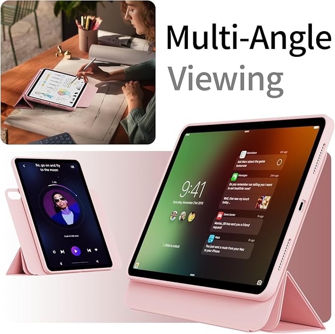 Case for iPad (A16) 11th/10th Generation (2025/2022 11/10.9 Inch) | Clear Hard PC Back Shell Smart Magnetic Detachable Cover with Clasp Portrait/Landscape Stand Auto Sleep/Wake Black
