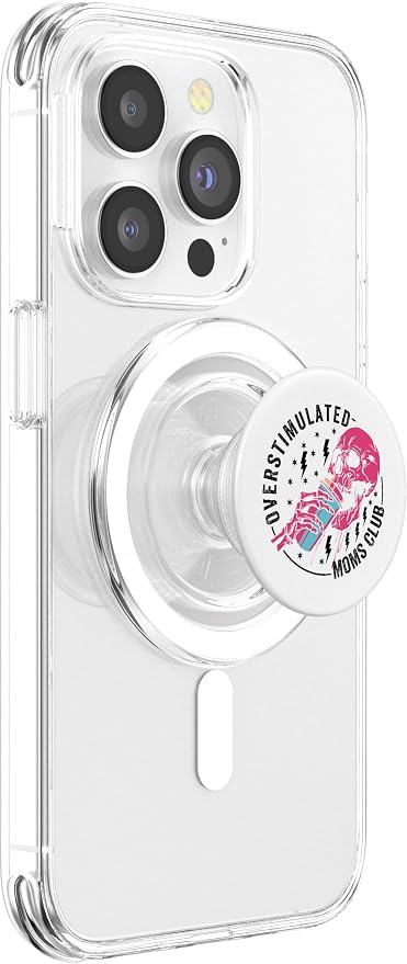 Funny Mom - Mommy Jokes - Family Vacation Trips Overstimulated Moms Club PopSocket Adhesive PopGrip for iPhone 11 in Black