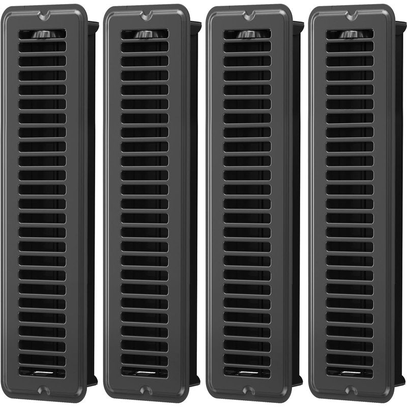 2x14 Floor Register, Matte Black Vent Cover 4 Pack, Heavy Duty Steel Walkable Floor Vents, Floor Register Vents with Easy Adjust Air Supply Lever, Rust Proof Finish Registers Grilles