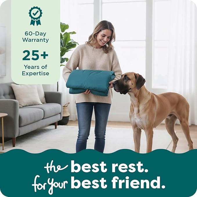 Furhaven Replacement Dog Bed Cover Water-Resistant Indoor/Outdoor Logo Print Oxford Polycanvas Mattress, Washable - Deep Lagoon, Large