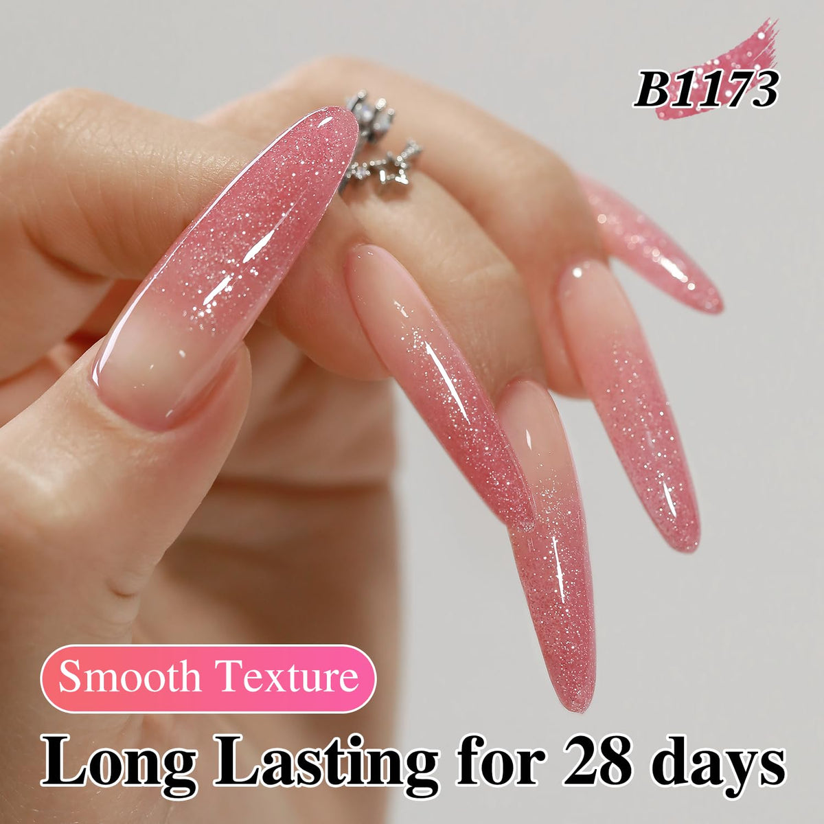 Double Rhythm 0.5Oz Glitter Gel Polish Shimmer Reflective Color for Nail Art Salon DIY Soak Off 15ml Nail Lamp Gel Polish at Home (Light Pink-B1173)