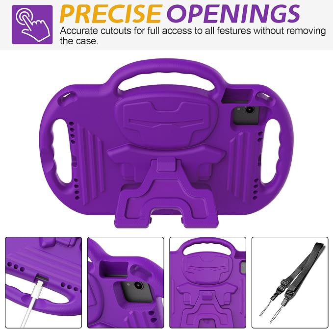 AVAWO Kids Case for iPad (A16) 11th Generation 11 Inch 2025 iPad 10th Generation 10.9 2022 Shockproof Rugged Protective Cover with Shoulder Strap/Handles/Kickstand for i Pad 10/11 Gen Black