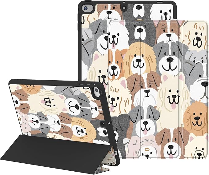 Case for iPad 6th / 5th Generation 9.7-inch iPad Air 2 /Air 1 | Smart Trifold Stand Shockproof Case with Pencil Holder Auto Wake/Sleep Cover Viewing &amp Typing Angles Black Flowers