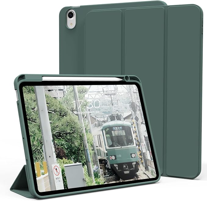 kenke Case for iPad Air 11-inch M4/M3/M2 (2026/2025/2024) iPad Air 5th/4th Generation (2022/2020) 10.9-inch Auto Sleep/Wake Slim Trifold Smart Cover with Pencil Holder Soft TPU Back Black