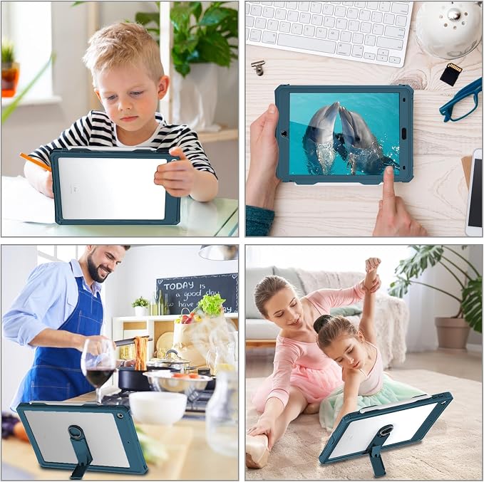10.2 Waterproof Case Compatible with iPad 9th 8th 7th Generation 2021/2020/2019 Built-in Screen Protector with Strap Stand Pencil Holder Full Body Heavy Duty Protective Shockproof