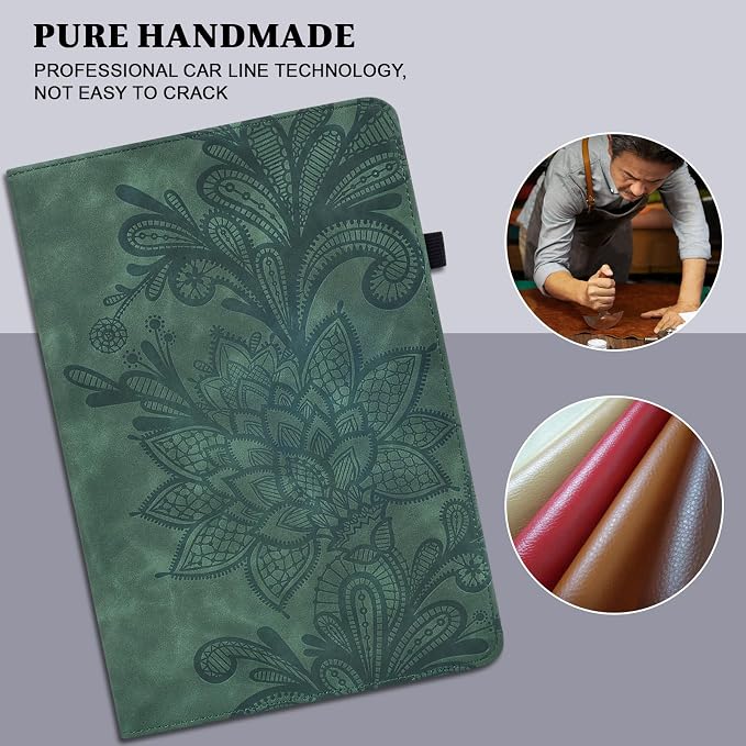 Case for Samsung Galaxy Tab A11+/A11 Plus /A9+/A9 Plus 2025/2023 5G 11 Inch Embossed Lace PU Leather Stand Cover with Elastic Band Card Slots Pen Holder &amp Multi-Angle Viewing - Blue