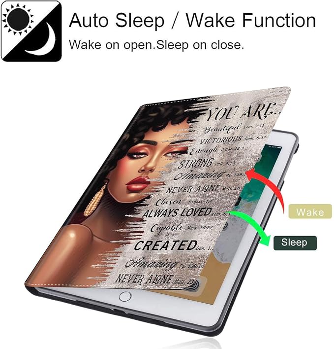 Case for iPad Pro 11 Inch 2022/2021/2020 (4th/3rd/2nd Gen) for iPad Air 5th / 4th Generation 10.9 Inch (2022/2020) Durable Shockproof Protective Cover，Black Woman Queen Afro Design