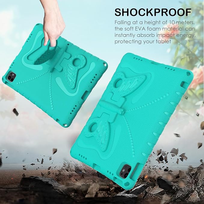 Kids Case for iPad Air 13 (2026/2025/2024) M4/M3/M2 &amp iPad Pro 13 2024 &amp iPad Pro 12.9 Cover 6th/5th/4th/3rd Gen (2022/2021/2020/2018) DIY Figures EVA Rubber Handle Stand Shockproof Bumper