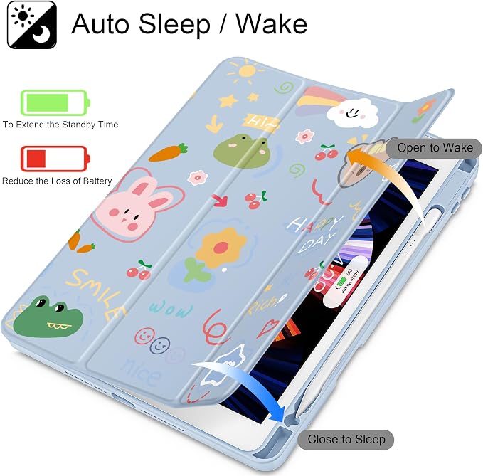 May Chen for iPad 9th Generation with Pencil Holder iPad 8th/7th Gen Case 10.2-inch [Penceil Holder] Trifold Stand Auto Wake/Sleep Clear TPU Protection Back Cover Ballet Shoes
