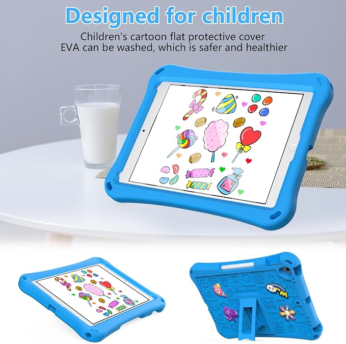 Case for iPad 10.2 Inch 2021/2020/2019/ iPad Pro 10.5 Inch/Air 3rd Gen (2019) Shoulder Strap Kickstand Children Friendly Anti-Scratch Shockproof Case Lightpurple
