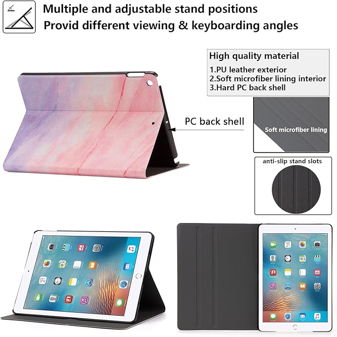 for iPad Air 3 10.5 inch Case 2019 (3rd Generation) &amp iPad Pro 10.5 2017 Cover with Stand/Pencil Holder/Pockets [Auto Sleep/Wake] Magnetic Smart PU Leather Cover Pink Mermaid Tail Scale